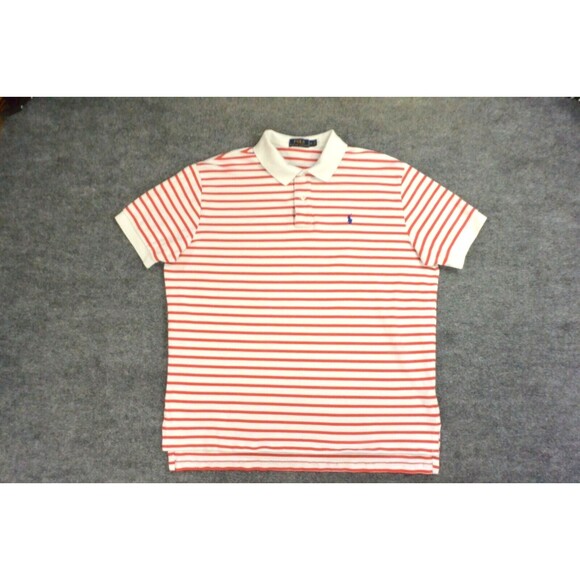 Polo Ralph Lauren Shirt Mens Larage Classic Fit Red White Stripe - Picture 2 of 9